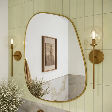 Shirley Small Mirror in Antique Brass Iron