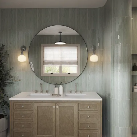 Tristan Round Mirror in Rustic Black