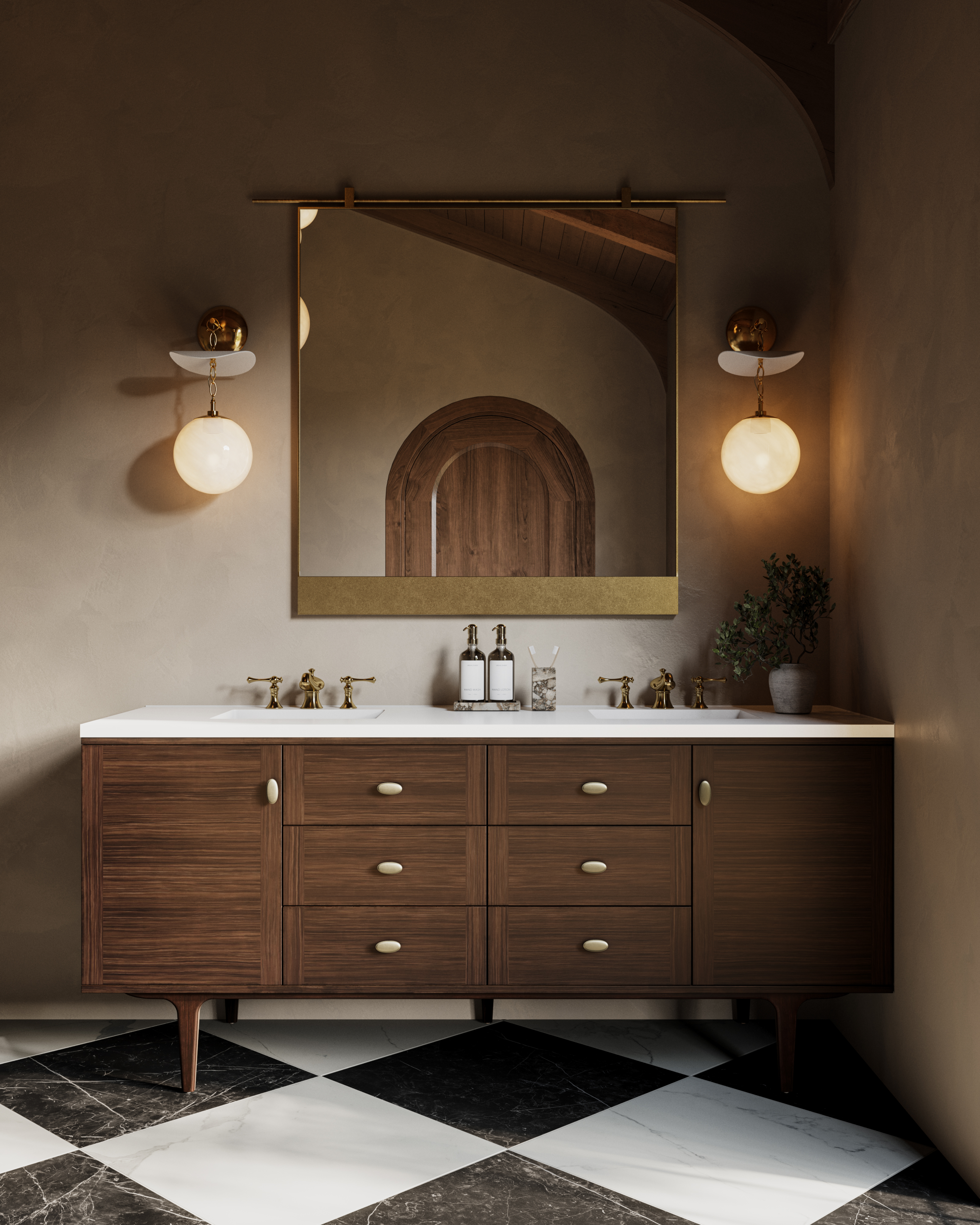 アンティーク鏡 Clancy Mirror in Antique Brass | Edward Martin