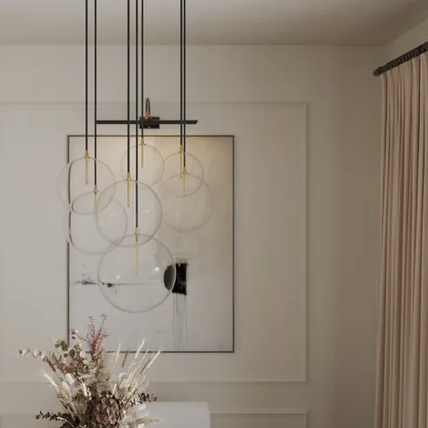 Walsh 7-Light Chandelier in Clear Glass & Burnished Brass