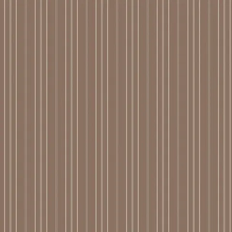Warm taupe wallpaper with alternating vertical pinstripes and delicate stitched accents on a textured neutral background.
