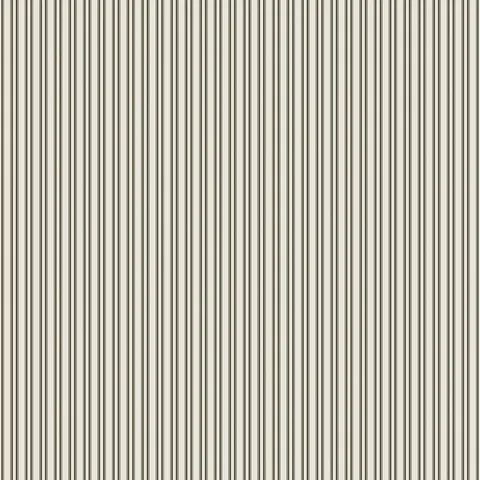 Suffolk Wallpaper in Olive II featuring fine vertical stripes in soft white and deep olive green tones, creating a subtle linear pattern that adds gentle contrast and texture to walls, sized 52" x 132".