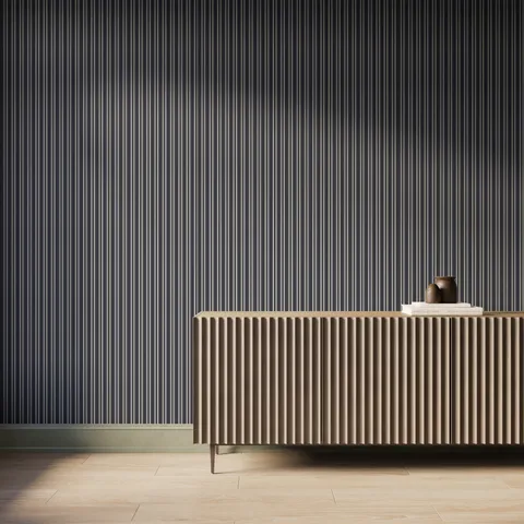 Suffolk Wallpaper in Black I, 52" x 132"