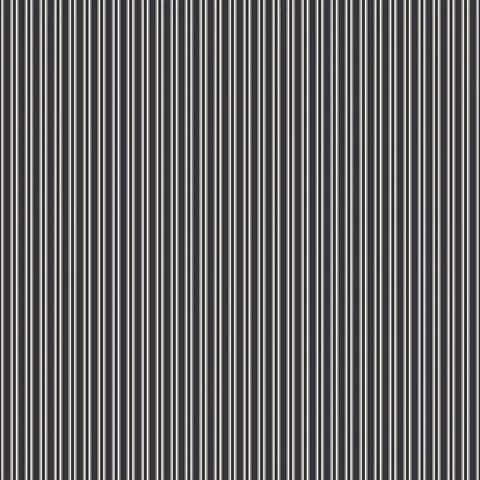 Suffolk Wallpaper in Black I with fine vertical stripes in deep black and soft white tones, creating a sleek linear pattern that adds subtle contrast and modern texture to walls, sized 52" x 132".