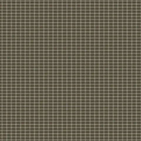 Dark green plaid wallpaper with off-white intersecting lines creating a subtle classic grid pattern.