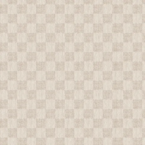 Warm off-white base and fine brown woven geometric wallpaper with alternating vertical stripe and fine grid rectangles forming a subtle checkerboard pattern.