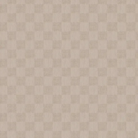 Soft taupe base and fine brown woven geometric wallpaper with alternating vertical stripe and fine grid rectangles forming a subtle checkerboard pattern.