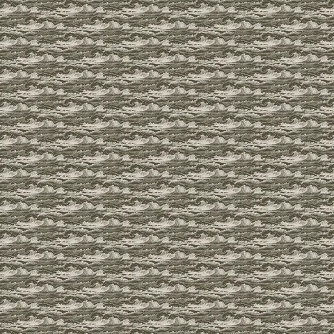 Seamless olive green and cream ocean wave pattern with intricate hand-drawn curling surf in a repeating coastal design.