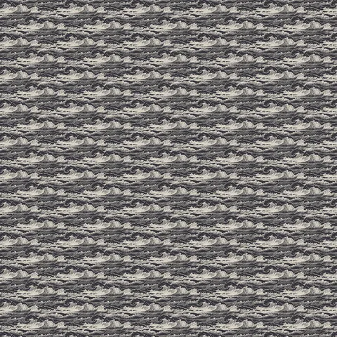 Seamless dark navy and cream ocean wave pattern with intricate hand-drawn curling surf in a dense repeating coastal design.