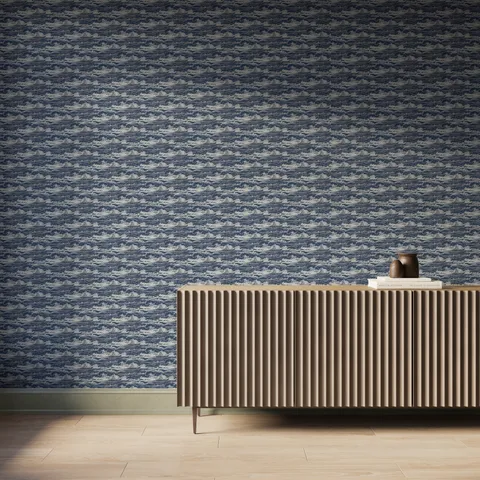 Newport Wallpaper in Navy I, 52" x 132"