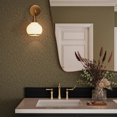 Strafford Wallpaper in Olive Night II, 52" x 132"