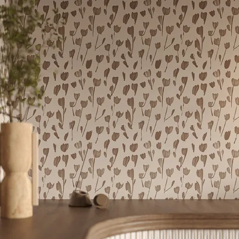 Petaline Wallpaper in Taupe I, 52" x 132"