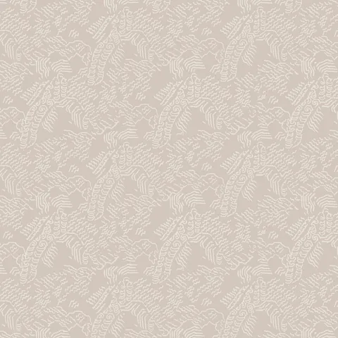 LIght gray abstract contour wallpaper with white topographic lines inspired by Tibetan landscapes.