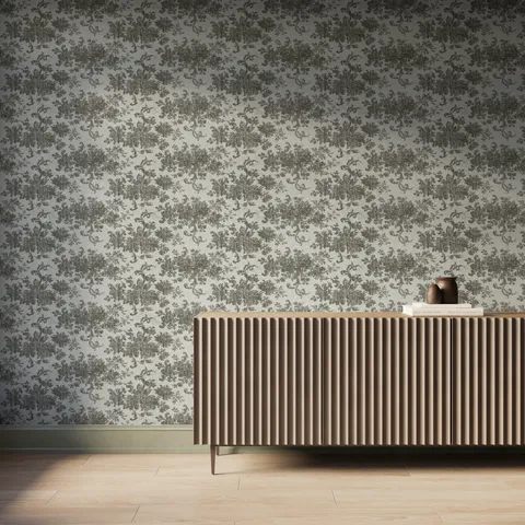 Brocade Wallpaper in Olive II, 52" x 132"