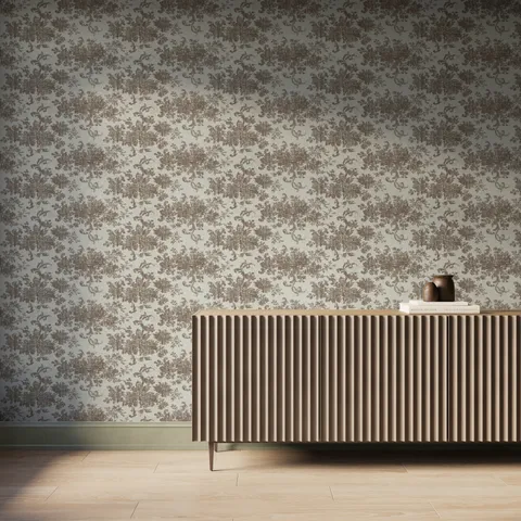 Brocade Wallpaper in Taupe II, 52" x 132"