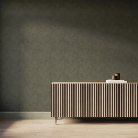 Bower Wallpaper in Olive Night I, 52" x 132"