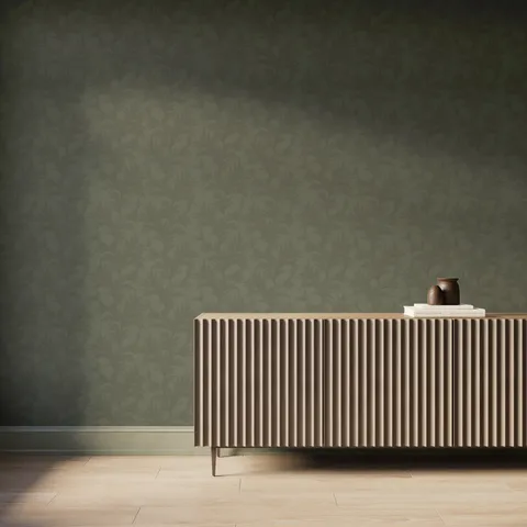 Bower Wallpaper in Olive Night II, 52" x 132"