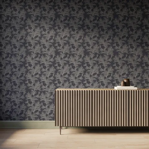 Bower Wallpaper in Black I, 52" x 132"
