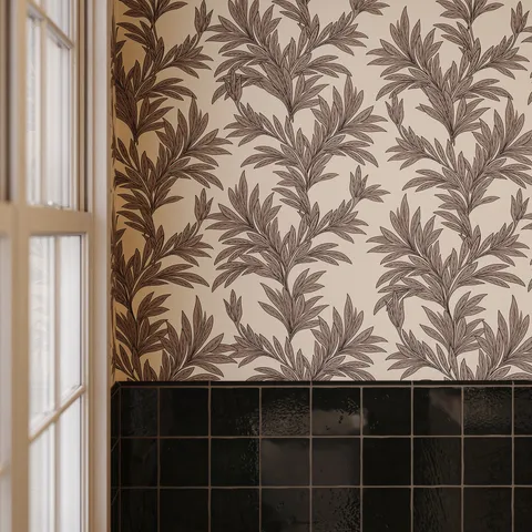 Bower Wallpaper in Black II, 52" x 132"