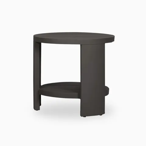 Sundara Outdoor Round Metal End Table in Bronze