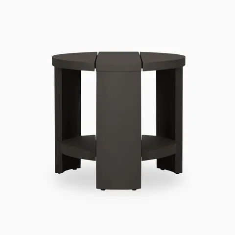Sundara Outdoor Round Metal End Table in Bronze