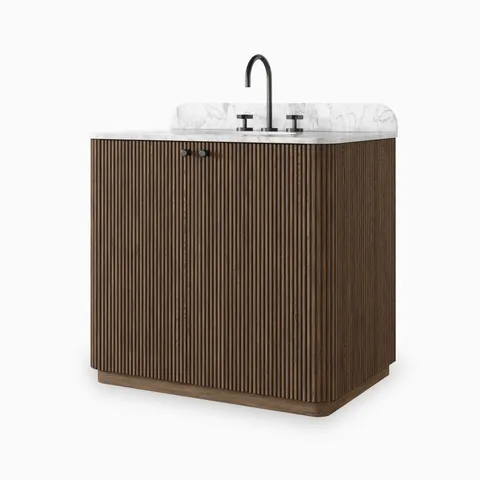 Nina 36" Single Vanity in Satin Espresso Oak Veneer with Carrara Marble Top