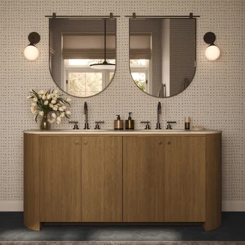 Tessa 72" Double Vanity in Washed Natural Veneer with Sand Marble Top