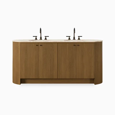 Tessa 72" Double Vanity in Washed Natural Veneer with Sand Marble Top
