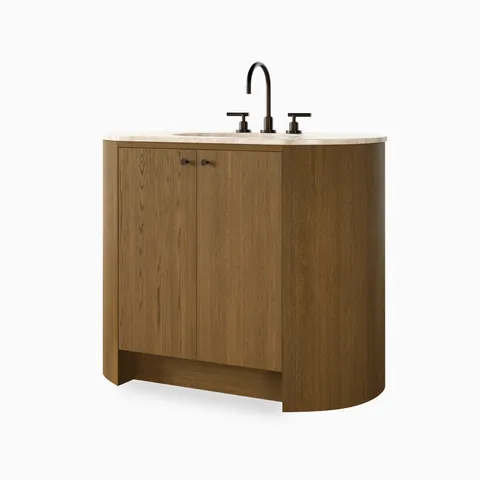 Tessa 40" Single Vanity in Washed Natural Veneer with Sand Marble Top