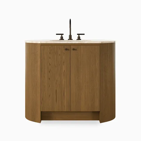 Tessa 40" Single Vanity in Washed Natural Veneer with Sand Marble Top