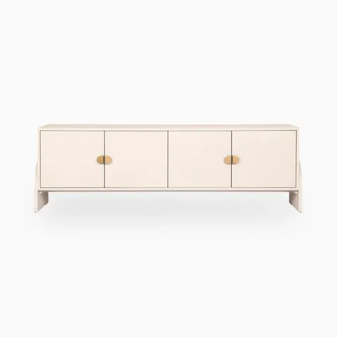 Bayfield Media Console in Ivory Painted Linen