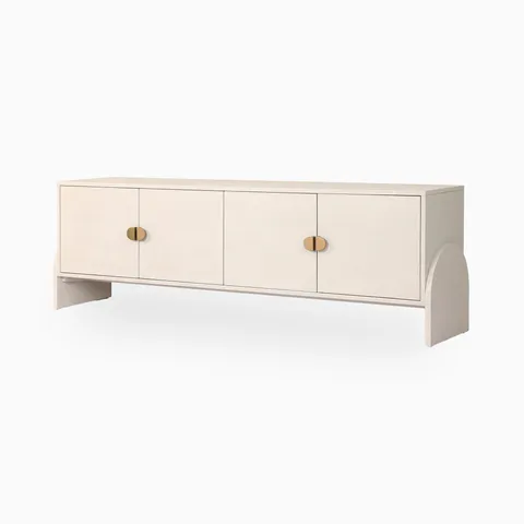 Bayfield Media Console in Ivory Painted Linen
