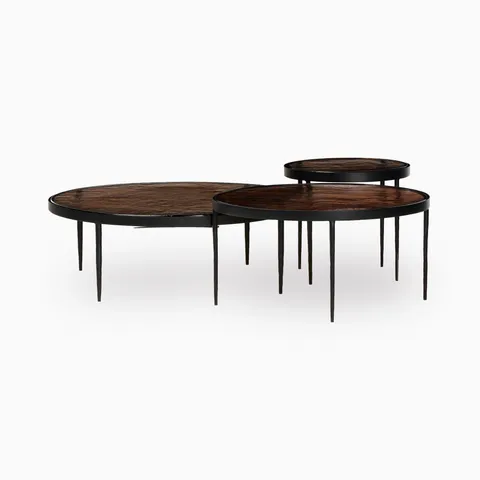 Laurel Nesting Table Set in Smoked Brown Glass