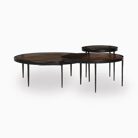 Laurel Nesting Table Set in Smoked Brown Glass