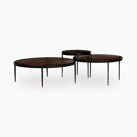 Laurel Nesting Table Set in Smoked Brown Glass