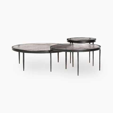 Laurel Nesting Table Set in Clear Glass