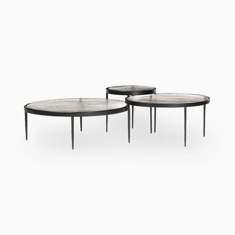 Laurel Nesting Table Set in Clear Glass