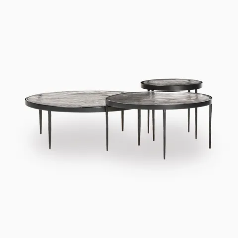 Laurel Nesting Table Set in Clear Glass