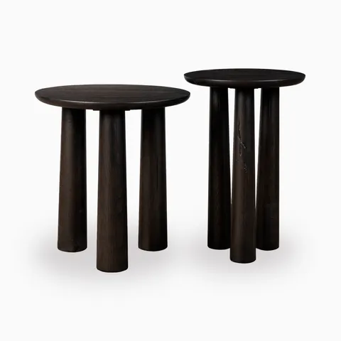 Oxford Nesting End Table Set in Smoked Black