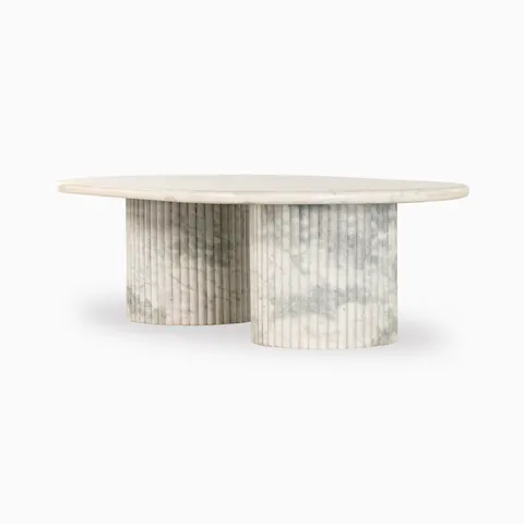 Summit Coffee Table in Polished White Marble
