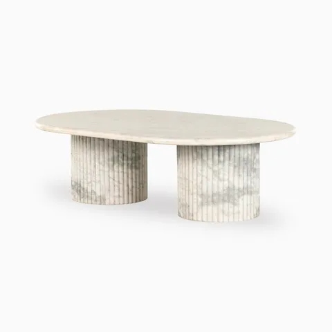 Summit Coffee Table in Polished White Marble
