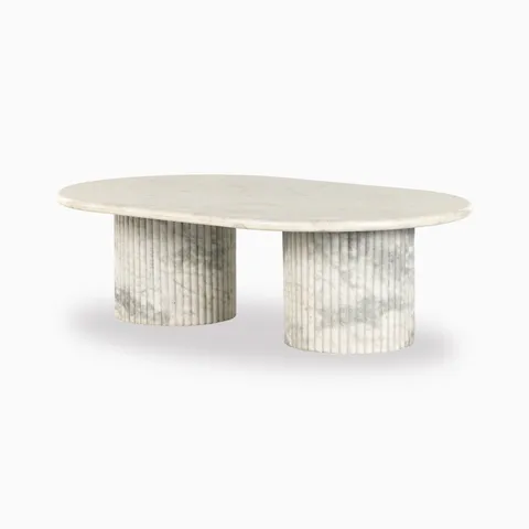 Summit Coffee Table in Polished White Marble
