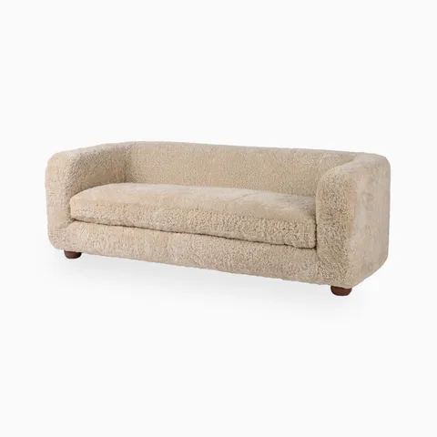Taney Sofa in Beige Shearling