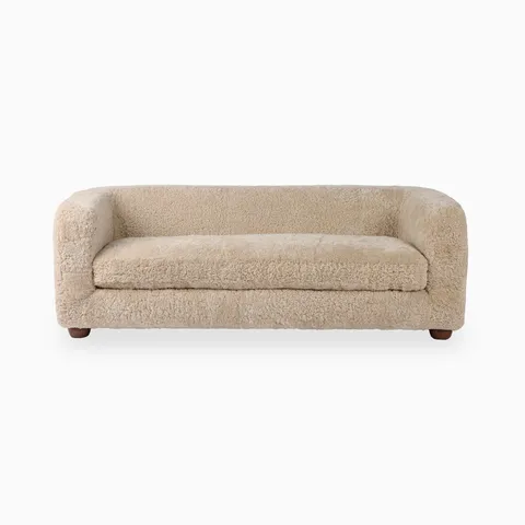 Taney Sofa in Beige Shearling