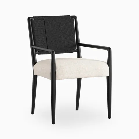 Maury Dining Armchair in Black Brushed Ash/Essence Natural