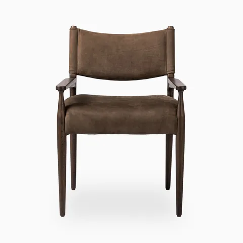 Carroll Dining Armchair in Nubuck Cigar