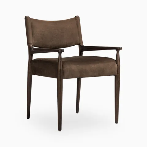 Carroll Dining Armchair in Nubuck Cigar