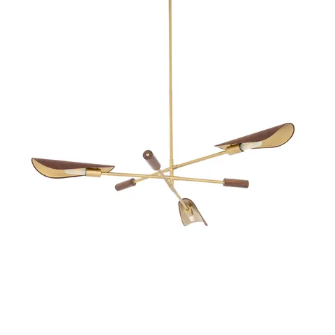 Odette Chandelier in Dark Brown Leather