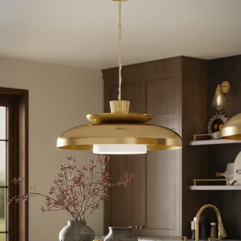 Carly 34" Pendant in Vintage Brass