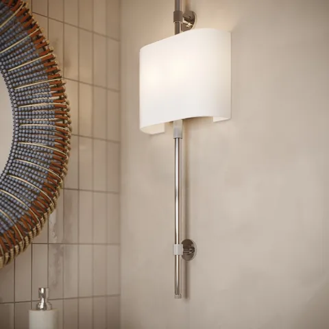Gibson 2-Light Shaded Wall Sconce in Polished Nickel